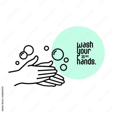 Vecteur Stock Hand Washing With Soap Icon Lettering Wash Your Hands