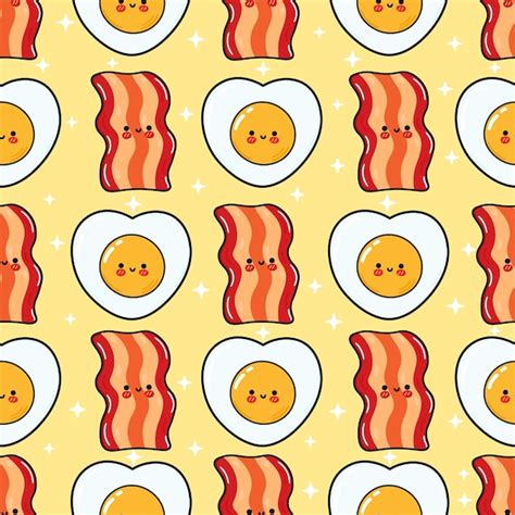 Premium Vector Pattern Bacon And Fried Eggs