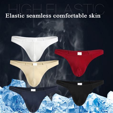 Uk M Nner Sexy Ice Silk Nahtlose Slips Unterw Sche Bikini Pouch Unterhose Ebay
