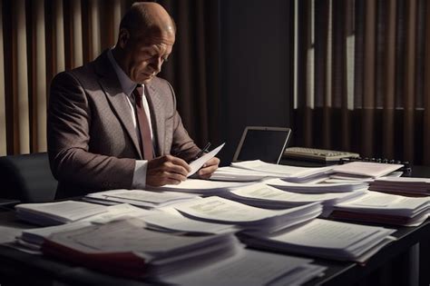 Premium Photo Mature Businessman Working With Documents In His Office Business Concept