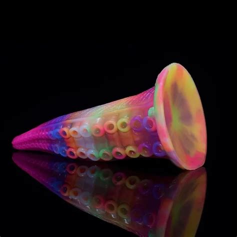 Luminous Rainbow Silicone Tentacle Dildo Inch Tentacletoy