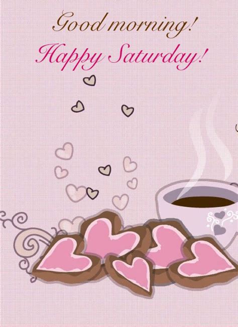 Good Morning Happy Saturday Hearts Coffee Flowery Wallpaper Trendy