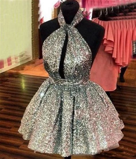 Silver Sequin Short Prom Dresses