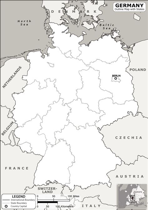 Germany Outline Map Germany Outline Map With State Boundaries