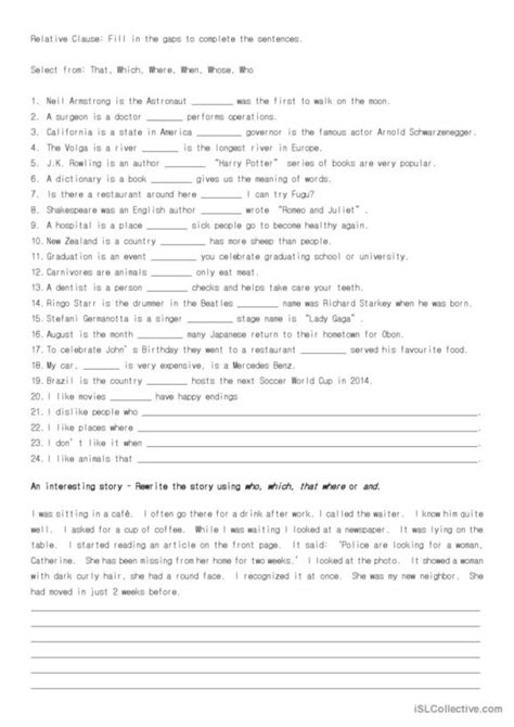 Relative Clauses English Esl Worksheets Pdf Doc