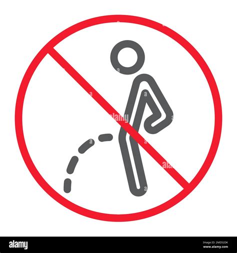 No Peeing Line Icon Prohibition And Forbidden No Toilet Sign Vector