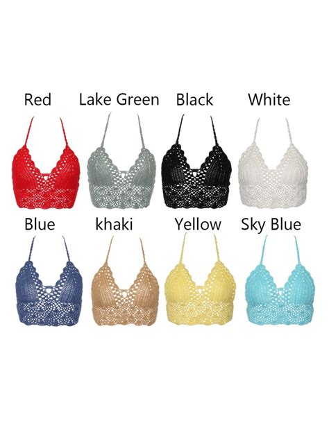 New Sexy Bikini Crop Top Women Crochet Boho Beach Camisoles Bikini Bralette Halter Cami Knitted
