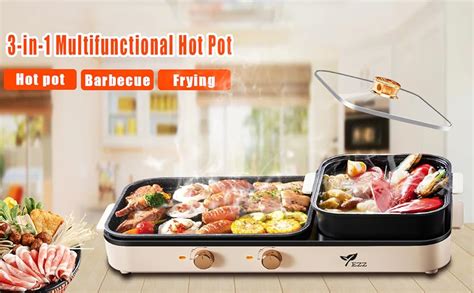 Electric Hot Pot With Grill Indoor Hot Pot 2 In 1 Multi Function Smokeless Shabu Shabu Hotpot