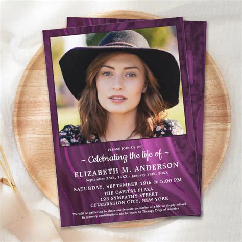 Elegant Celebration Of Life Custom Photo Funeral Invitation Zazzle