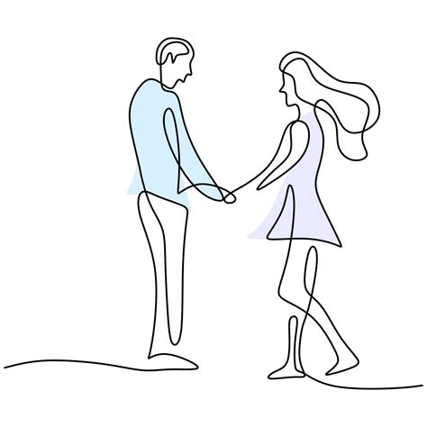 Continuous one line drawing of happy young couple standing and holding ...