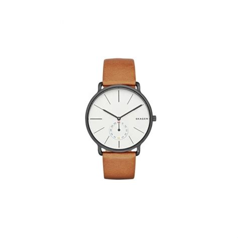 Skagen Watches Skagen Mens Hagen Brown Leather Strap Watch Watches