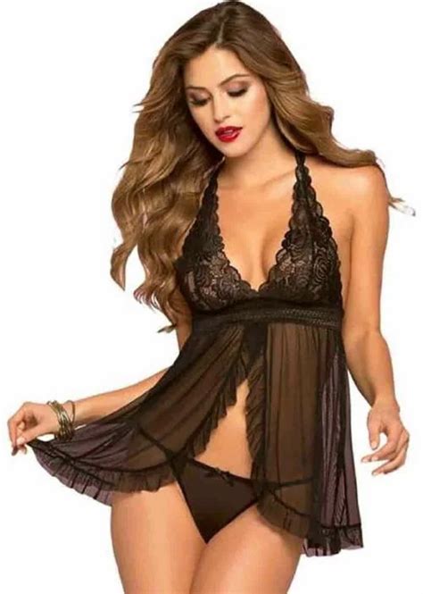 Buy Zxs Style Women Black Babydoll Lingerie With Panty Online At Best Prices In India Jiomart