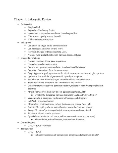 BISC300 Chapter 1 Dr Carlton Cooper Chapter 1 Eukaryotic Review