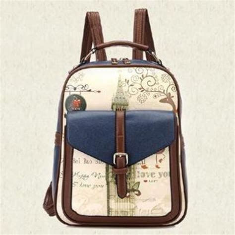 BeiBaoBao - Faux Leather Printed Backpack | YesStyle