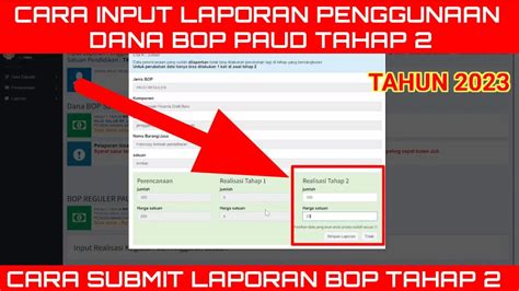 Cara Mengisi Laporan Penggunaan Dana Bop Paud Tahap 2 Tahun 2023 Youtube