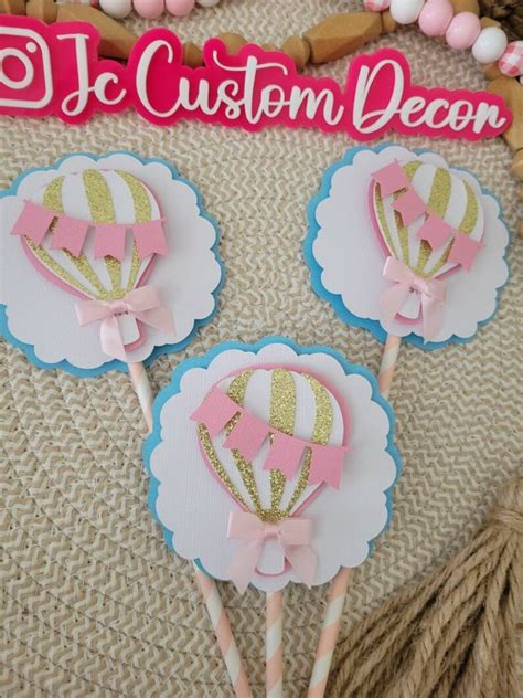 One Name Hot Air Balloon Cake Topper One Up Up And Away Cloud Etsy
