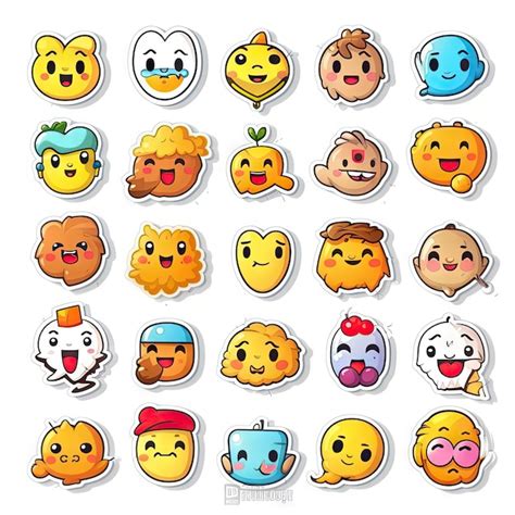 Premium AI Image | cute emoji stickers over white background