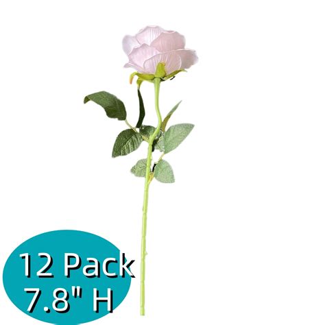 12 Pack Pink Roses Artificial Flowers, 7.8" Fake Roses with Long Stems