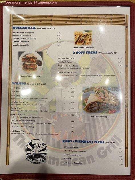 Menu at The Jamaican Grill restaurant, California