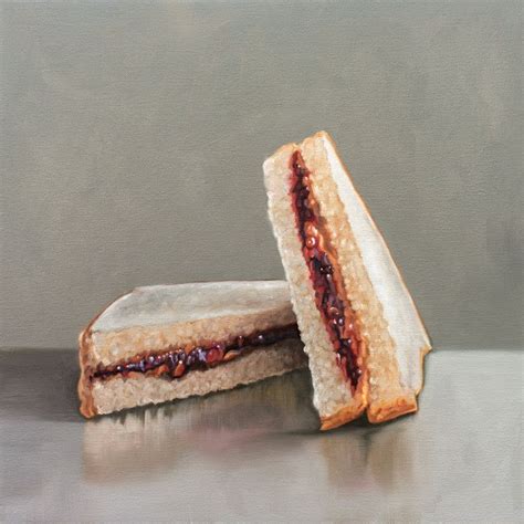 This artwork features loaded peanut butter and jelly sandwich, ready ...