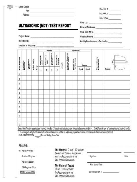 ULTRASONIC NDT TEST REPORT California Documents DGS Ca - Fill Out and