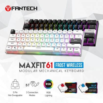 Fantech Maxfit Frost Bluetooth Wireless Mechanical Keyboard Keys Hot Swappable Switch Rgb