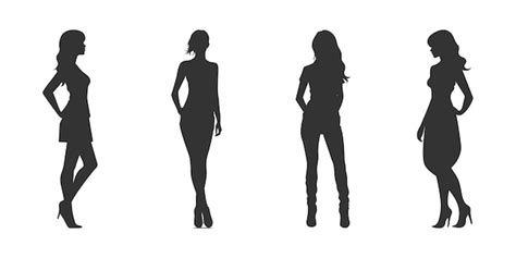 Femme Debout Silhouette Illustration Vectorielle Vecteur Premium