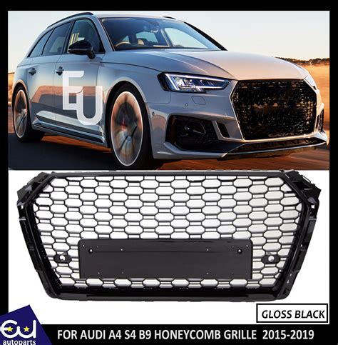 For Audi A4 S4 B9 15 2019 Rs Style Grille Gloss Black Honeycomb Radiat