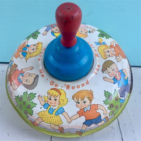 Vintage 1950s Tin Litho Toy Top Vintage Ohio Art Toy Top Vintage