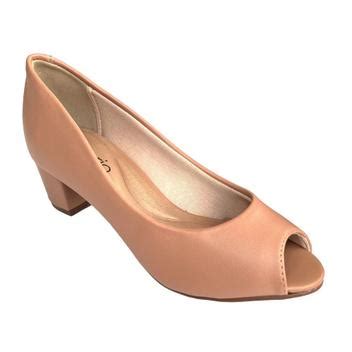Sapato Fem Beira Rio Peep Toe Salto Bloco Nude 4777 400 Peep Toe