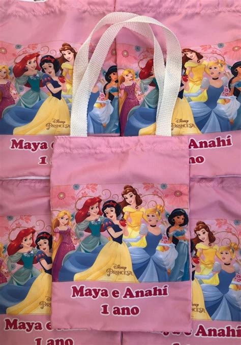 Sacola Personalizada Ecobag Festa Aniversário Princesas Elo7