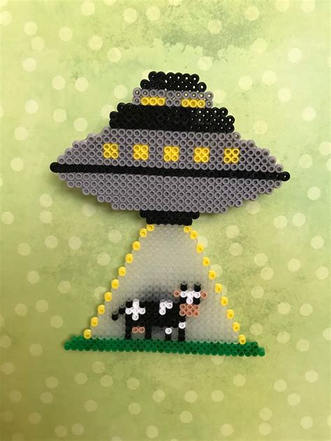 Ufo Cow Abduction Perler Bead Magnet Etsy Diy Perler Bead Crafts