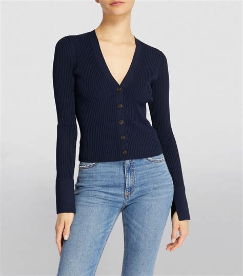 Womens Frame Navy Rib Knit Cardigan Harrods Uk