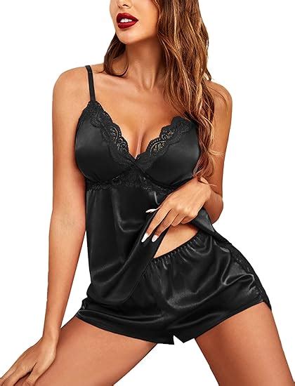 Avidlove Womens Pajama Sets Satin Sleepwear Silk Lace Lingerie Cami Shorts Set At Amazon Womens