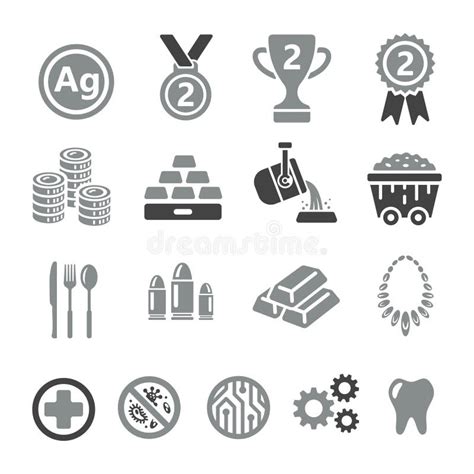 Silver icon set editorial photo. Illustration of medal - 136589991