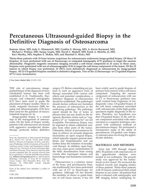 Pdf Percutaneous Ultrasound Guided Biopsy In The Definitive Diagnosis