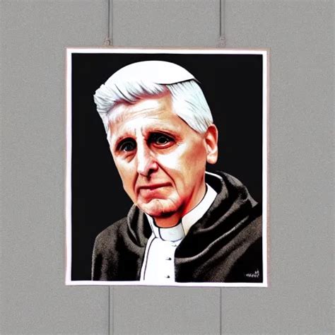 portrait  pope pope benedict xvi screen print high stable