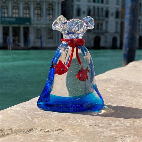 Murano Glass Bag With Goldfishes Cm 9
