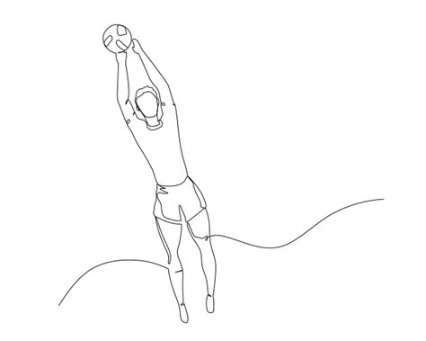 Continuous Single Line Drawing Of Male Volleyball Vector Image