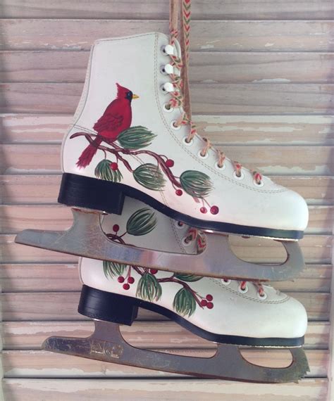 Hand Painted Ice Skates Painted Ice Skates Christmas Ice Skates