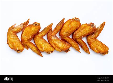 Fried Chicken Wings On White Background Stock Photo Alamy