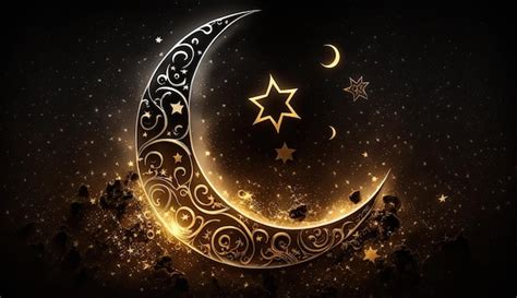 premium ai image  crescent moon   star