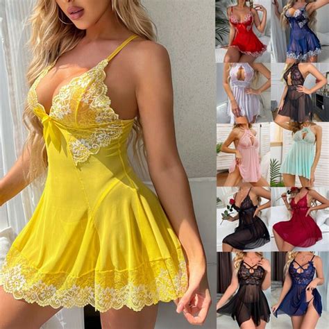 Women S Sexy Lingerie Babydoll G String Sleepwear Underwear Lace Dress Nightwear Ebay