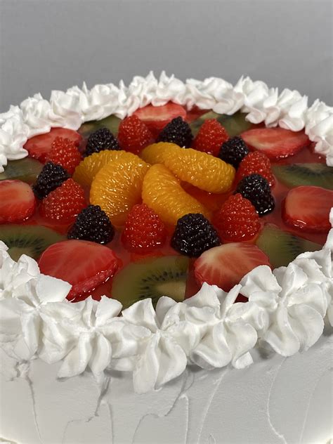 Large Vanilla Frosted Cake With Fruit Just Dough It