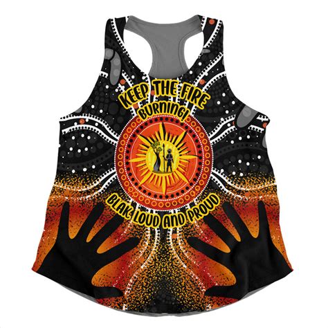 Australia Women Racerback Singlet Naidoc Week Aboriginal Pattern Hand Symbols