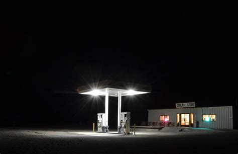 Gas Station At Night Gas Station Old Gas Stations Street Lamp