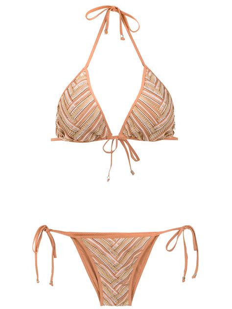 Amir Slama Graphic Print Bikini Neutrals FARFETCH AU