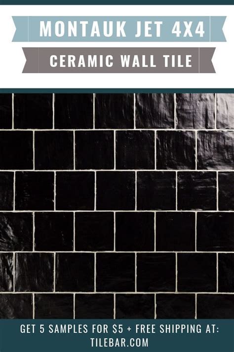 Montauk Jet 4x4 Black Ceramic Wall Tile With Satin Finish Ceramic