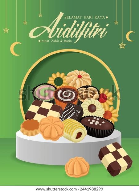 Hari Raya Aidilfitri Background Design Kuih Stock Vector Royalty Free