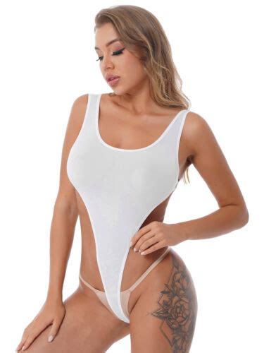 Women S High Cut Thong Bodysuit One Piece Leotard Bikini Swimsuit Lingerie EBay